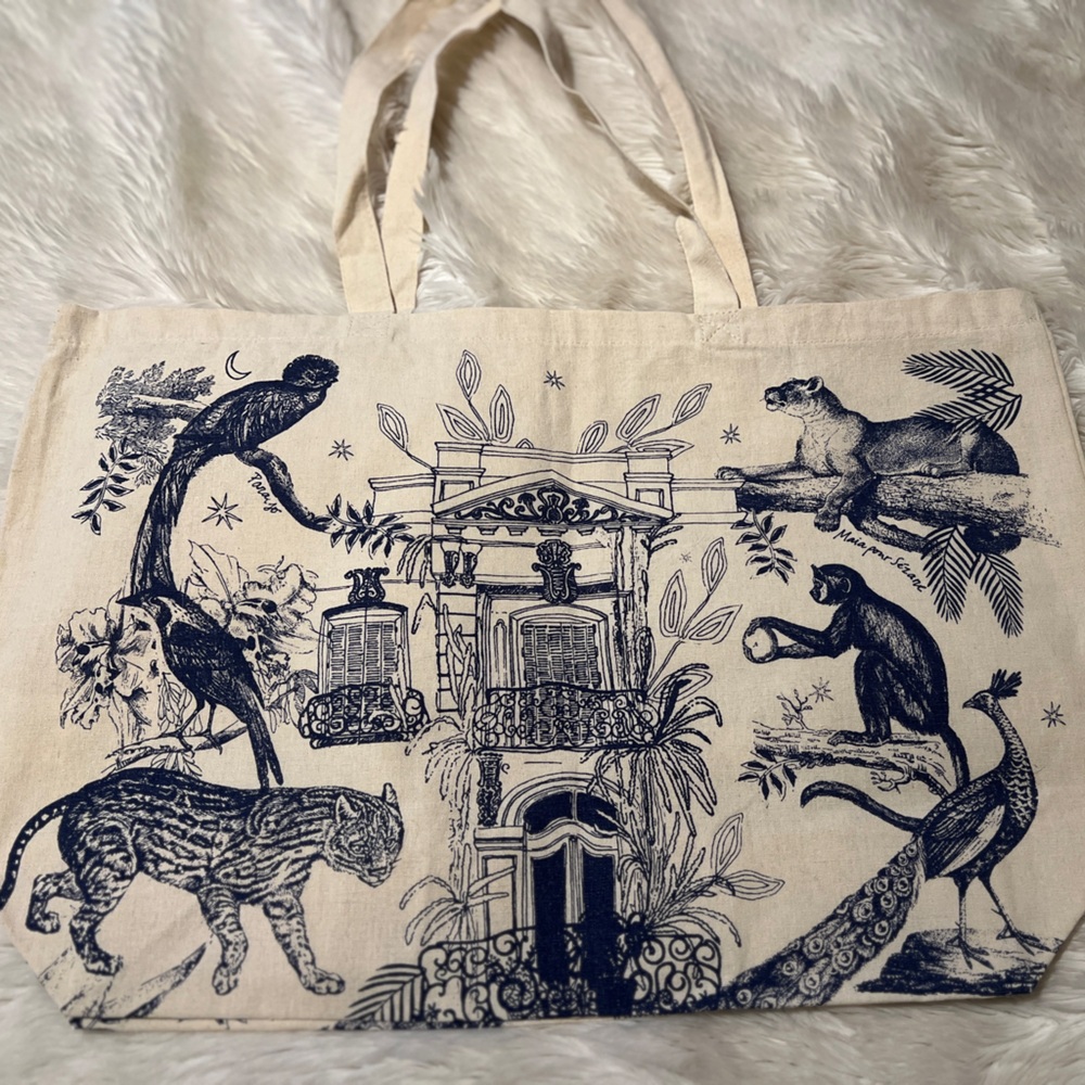 Sezane Canvas Tote with Animal Print - Picture 2 of 6